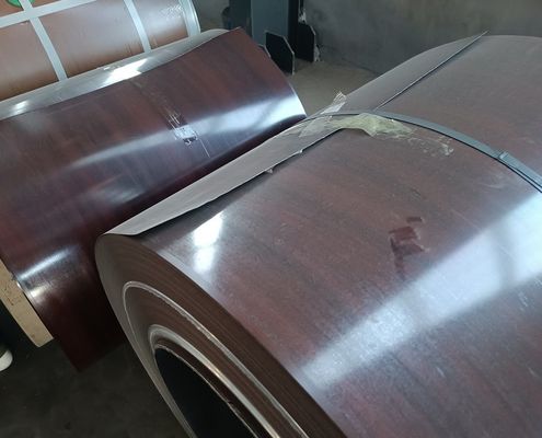 0.48mm Printech PPGI Drukowany wzór ziarna drewna Zaprojektowane walcowane cewki stalowe Niestandardowe trwałe odporność na korozję